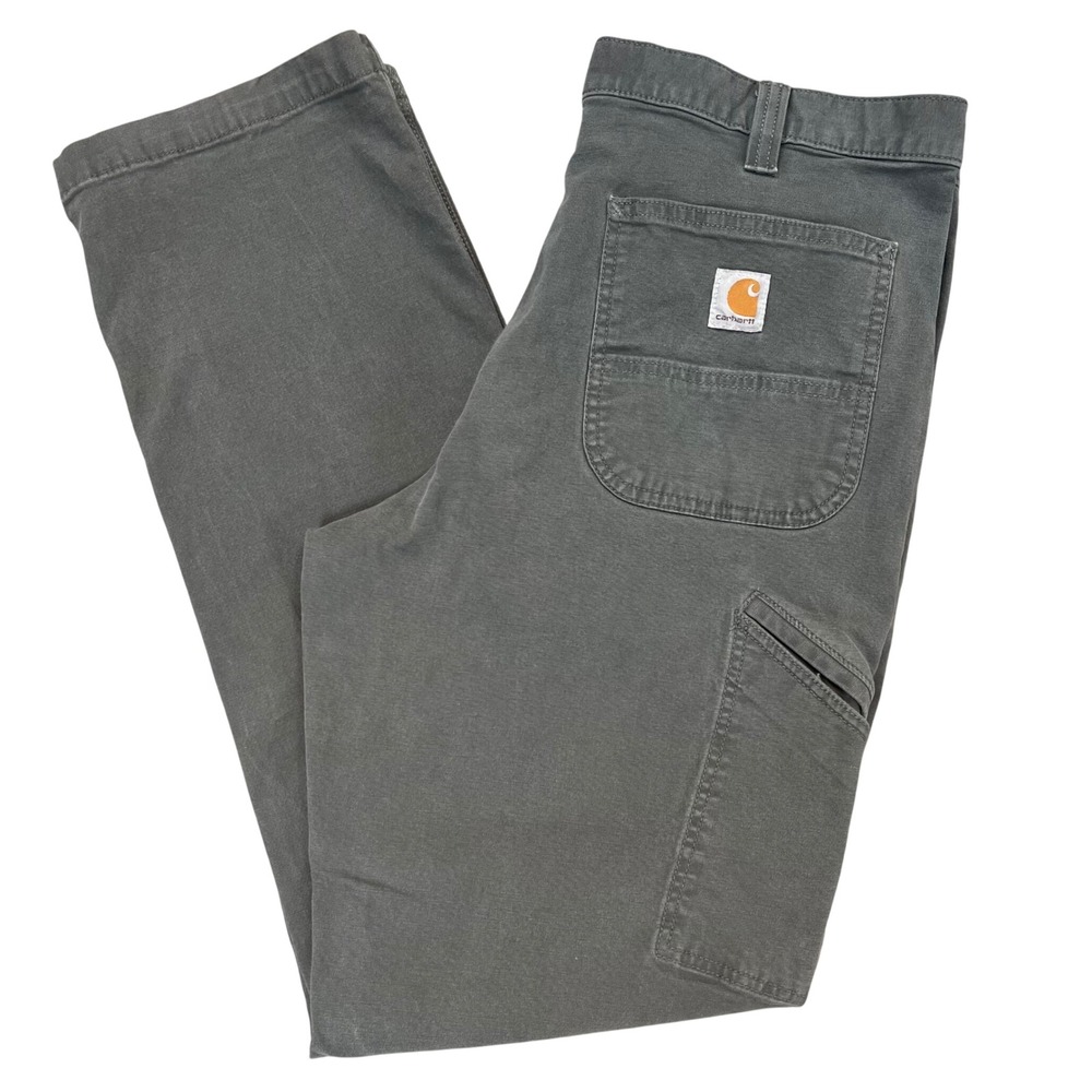 Carhartt Mens Utility Pants Gravel Grey Relaxed Fit Canvas Workwear 102291 36x34